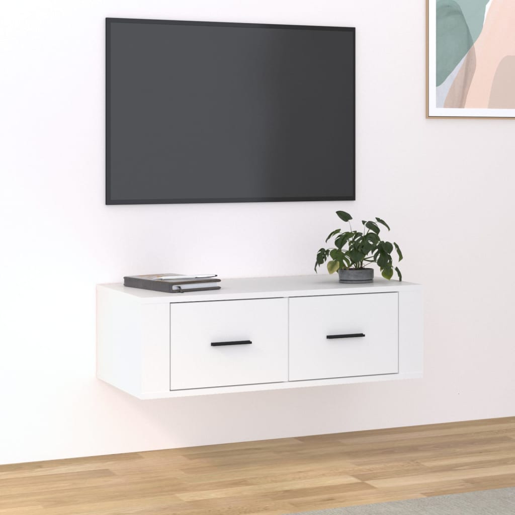 vidaXL Dulap TV suspendat, alb, 80x36x25 cm, lemn compozit