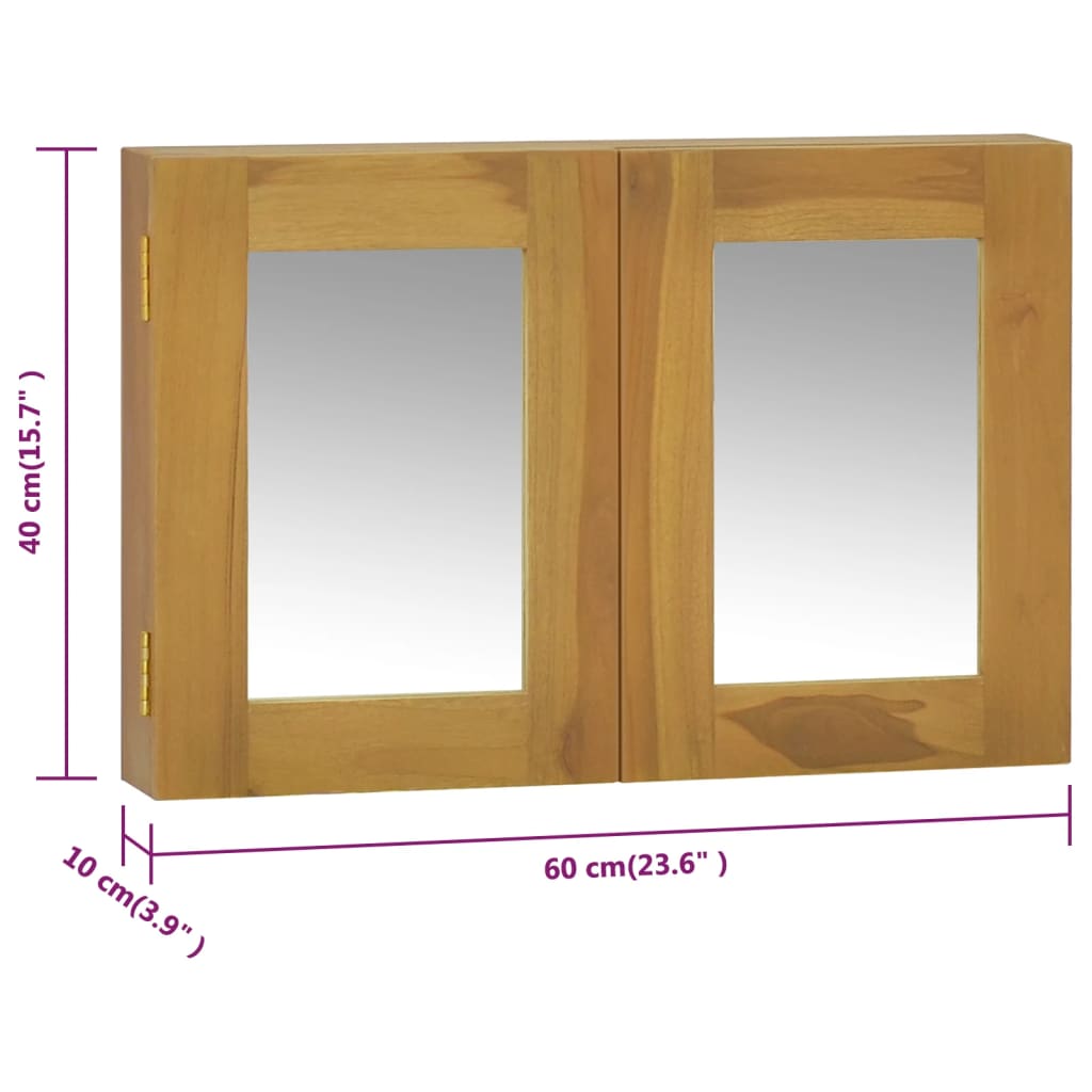 vidaXL Dulap cu oglindă, 60x10x40 cm, lemn masiv de tec