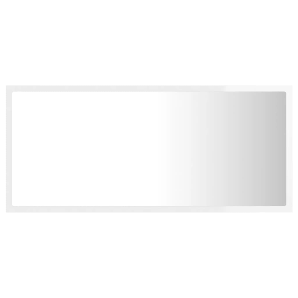 vidaXL Oglindă de baie cu LED, alb extralucios, 90x8,5x37 cm, acril