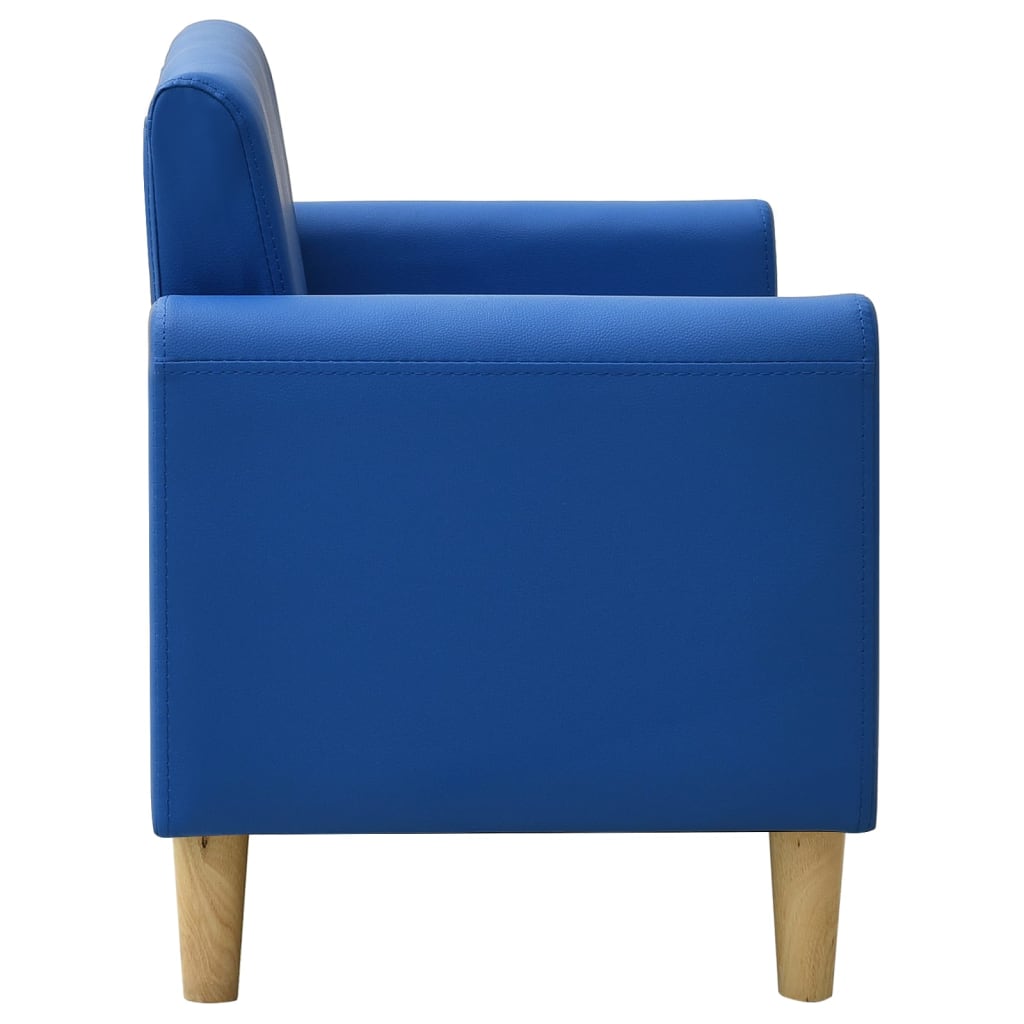 vidaXL Canapea pentru copii cu 2 locuri, albastru, piele ecologică