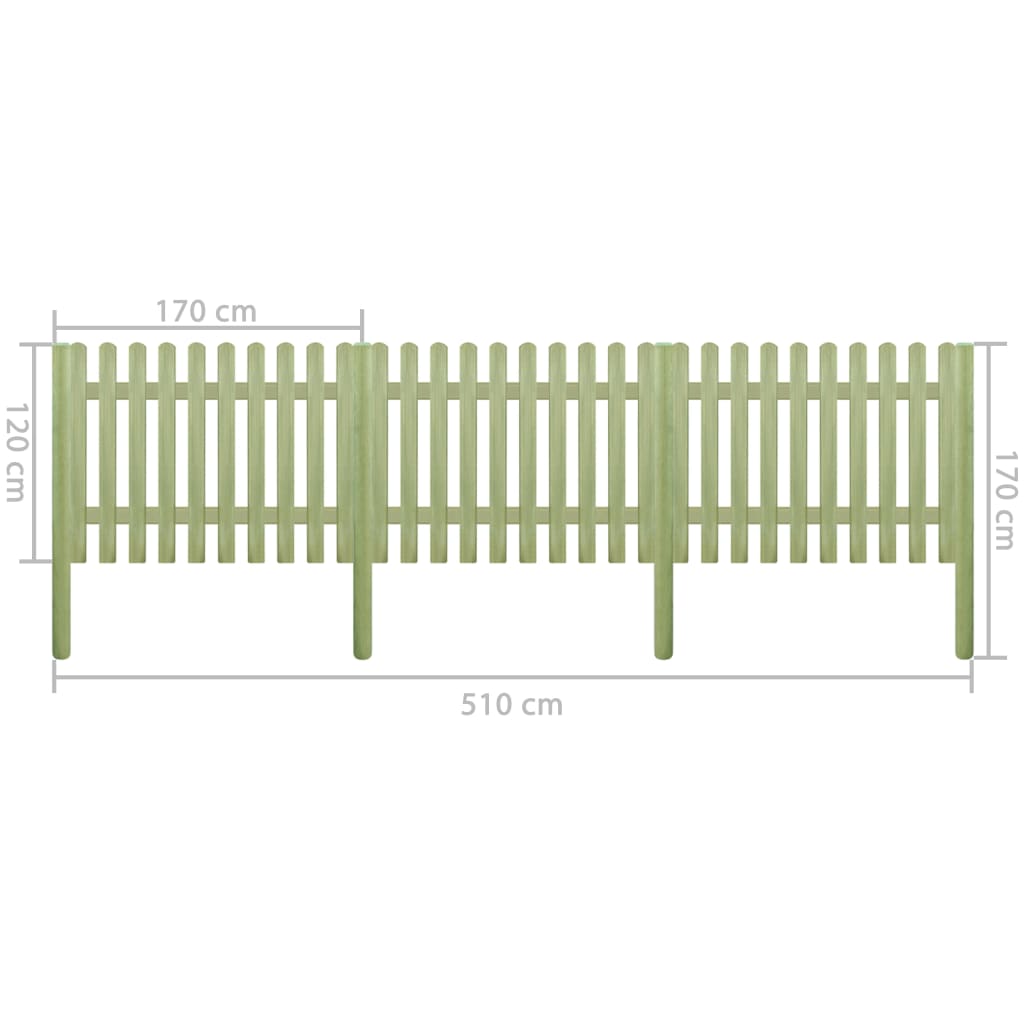 vidaXL Gard din scânduri 5,1 m 170 cm 6/9 cm lemn de pin tratat