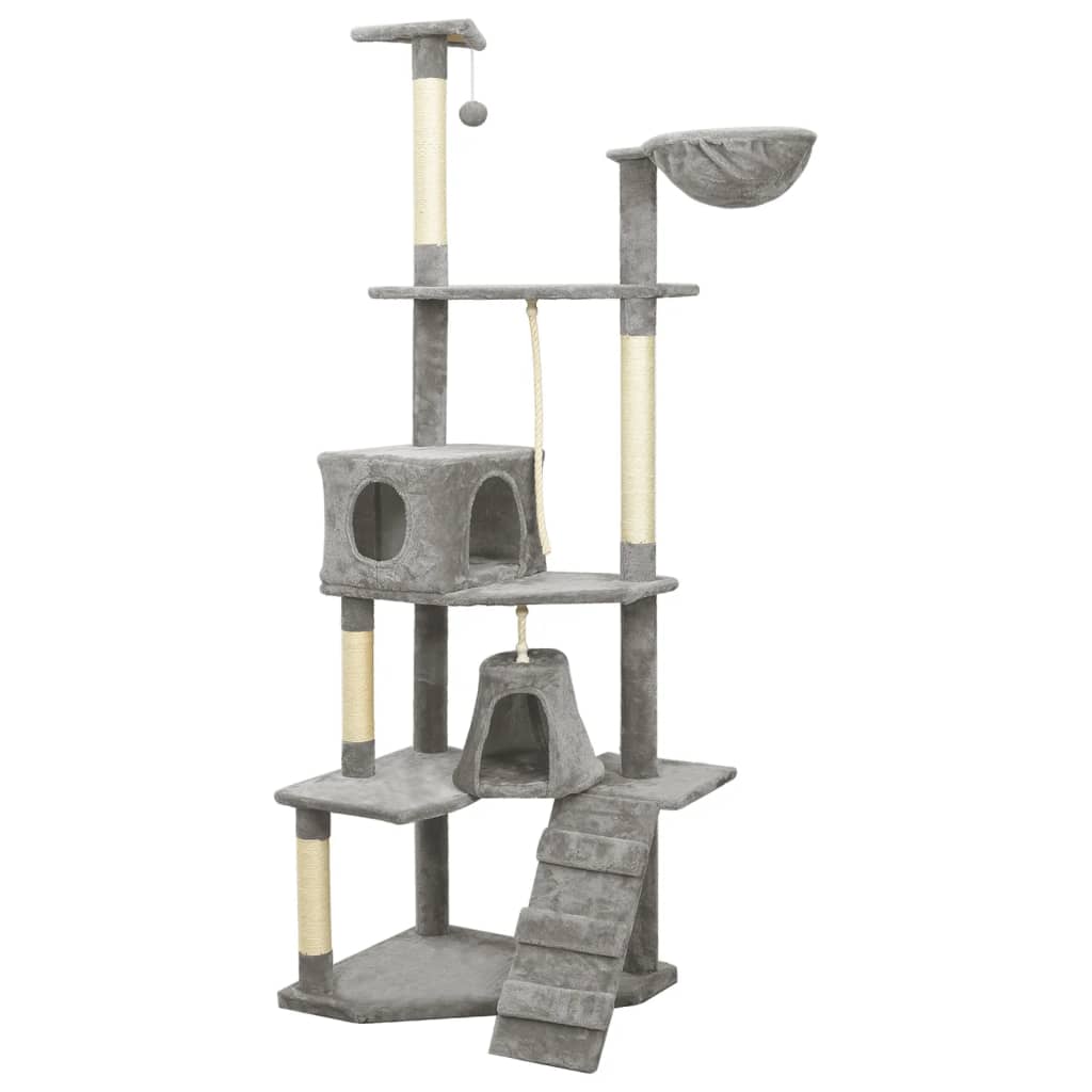 vidaXL Ansamblu pisici, stâlpi din funie sisal, gri deschis, 191 cm