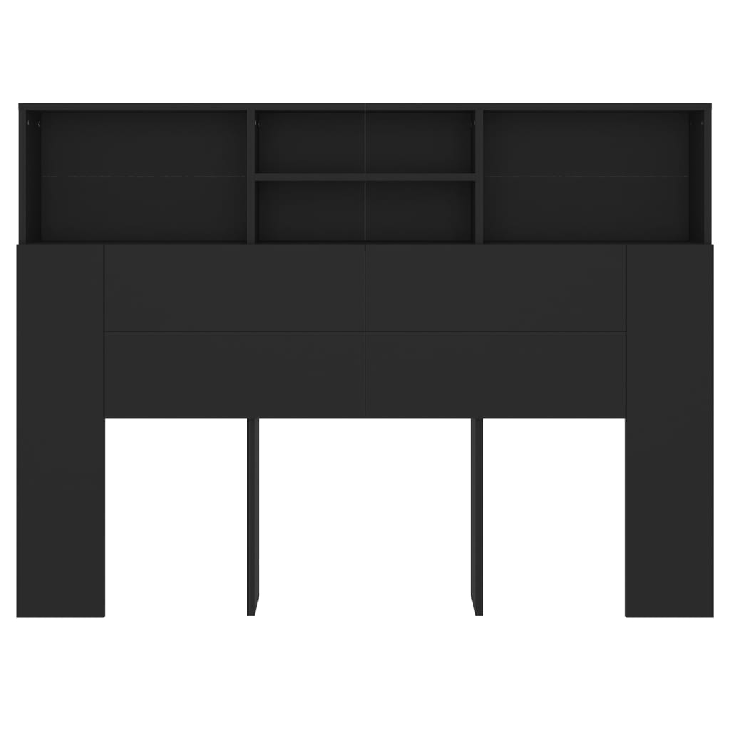 vidaXL Tăblie de pat cu dulap, negru, 140x19x103,5 cm