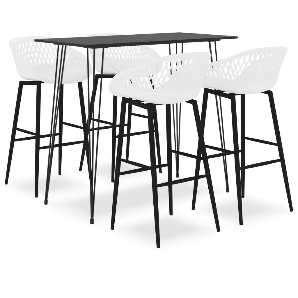 vidaXL Set mobilier de bar, 5 piese, negru și alb