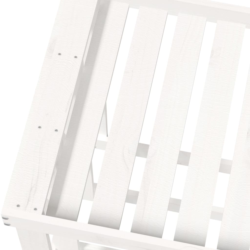 vidaXL Suport bușteni de exterior, alb, 108x52x74 cm, lemn masiv pin