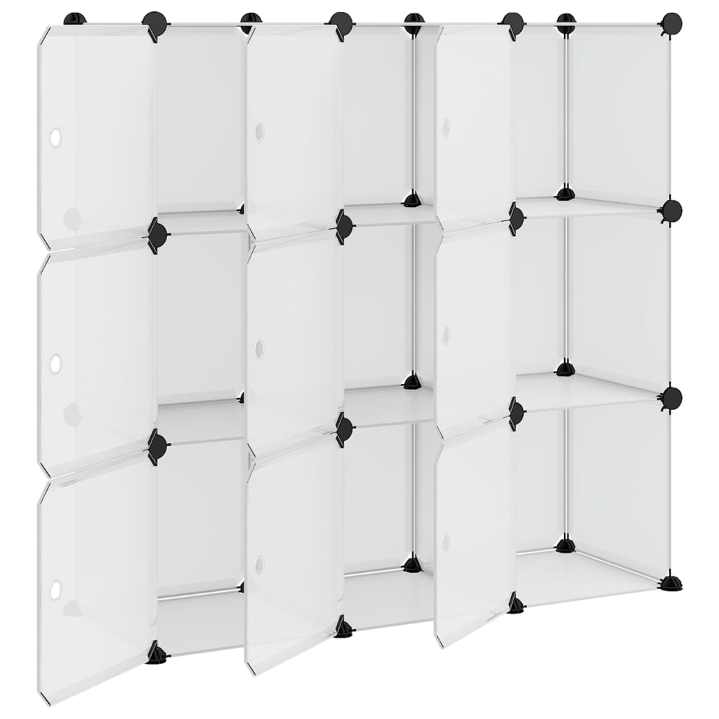 vidaXL Organizator cub de depozitare cu uși, 9 cuburi, transparent PP