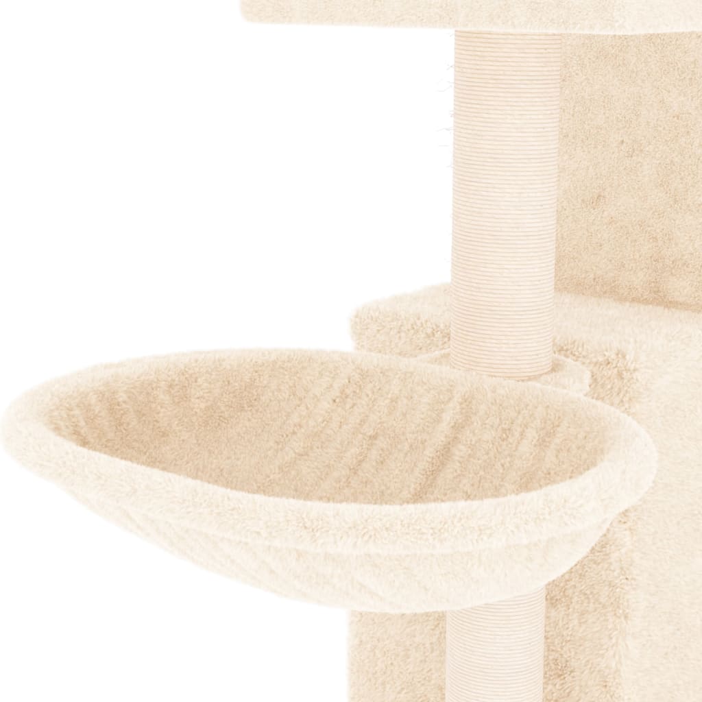 vidaXL Ansamblu de pisici cu stâlpi din funie de sisal, crem, 83 cm