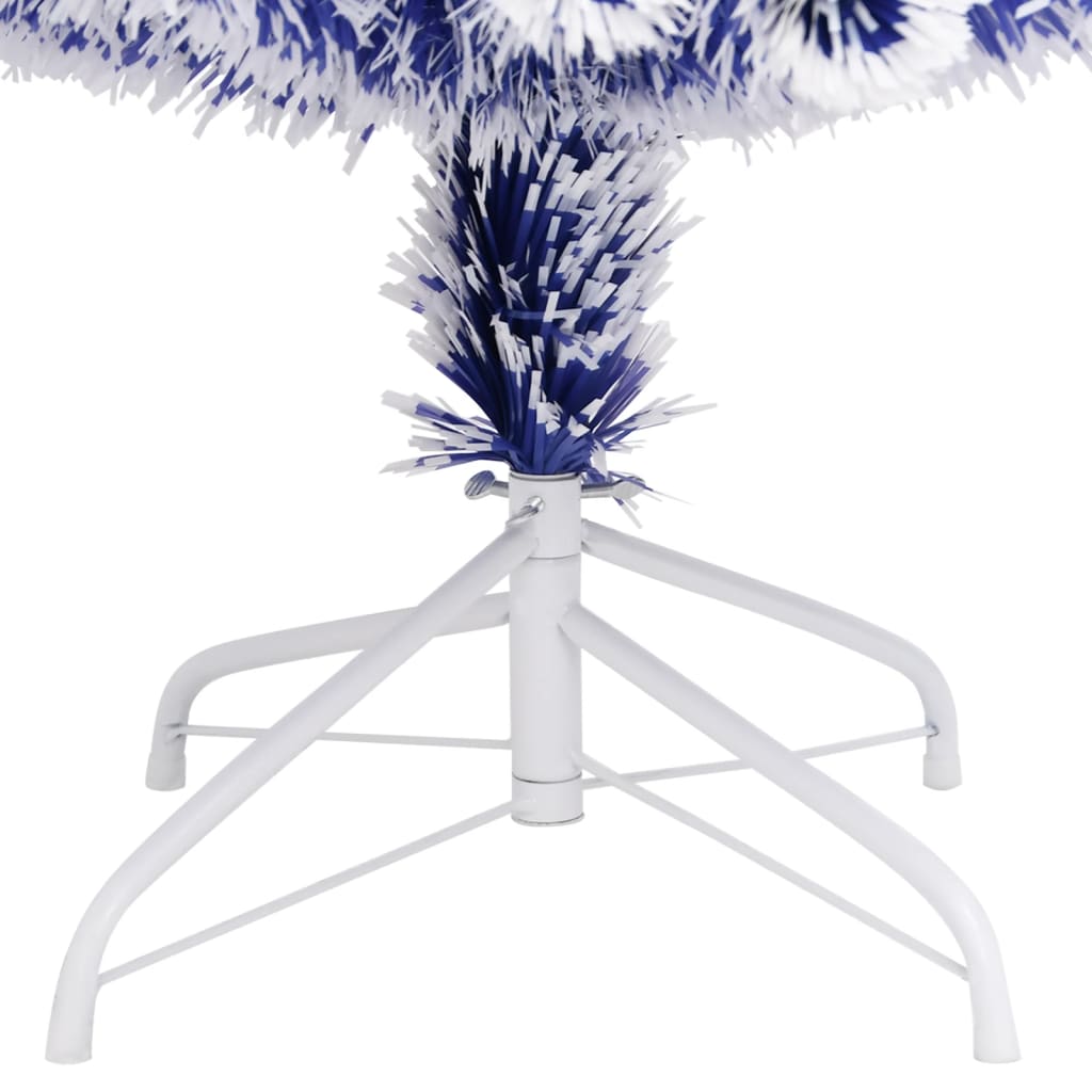 vidaXL Brad Crăciun artificial luminat alb&albastru 180cm fibră optică