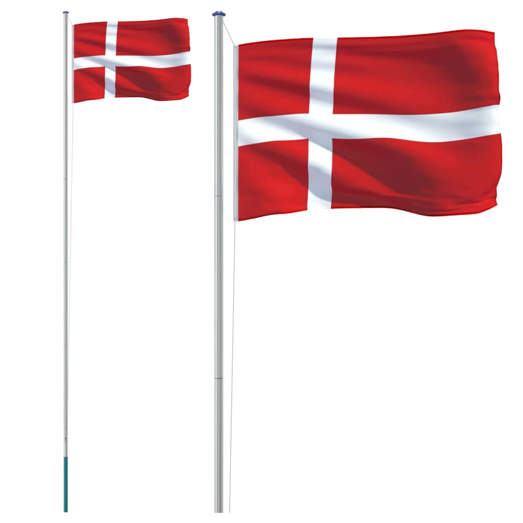 vidaXL Steag Danemarca și stâlp din aluminiu, 6,23 m