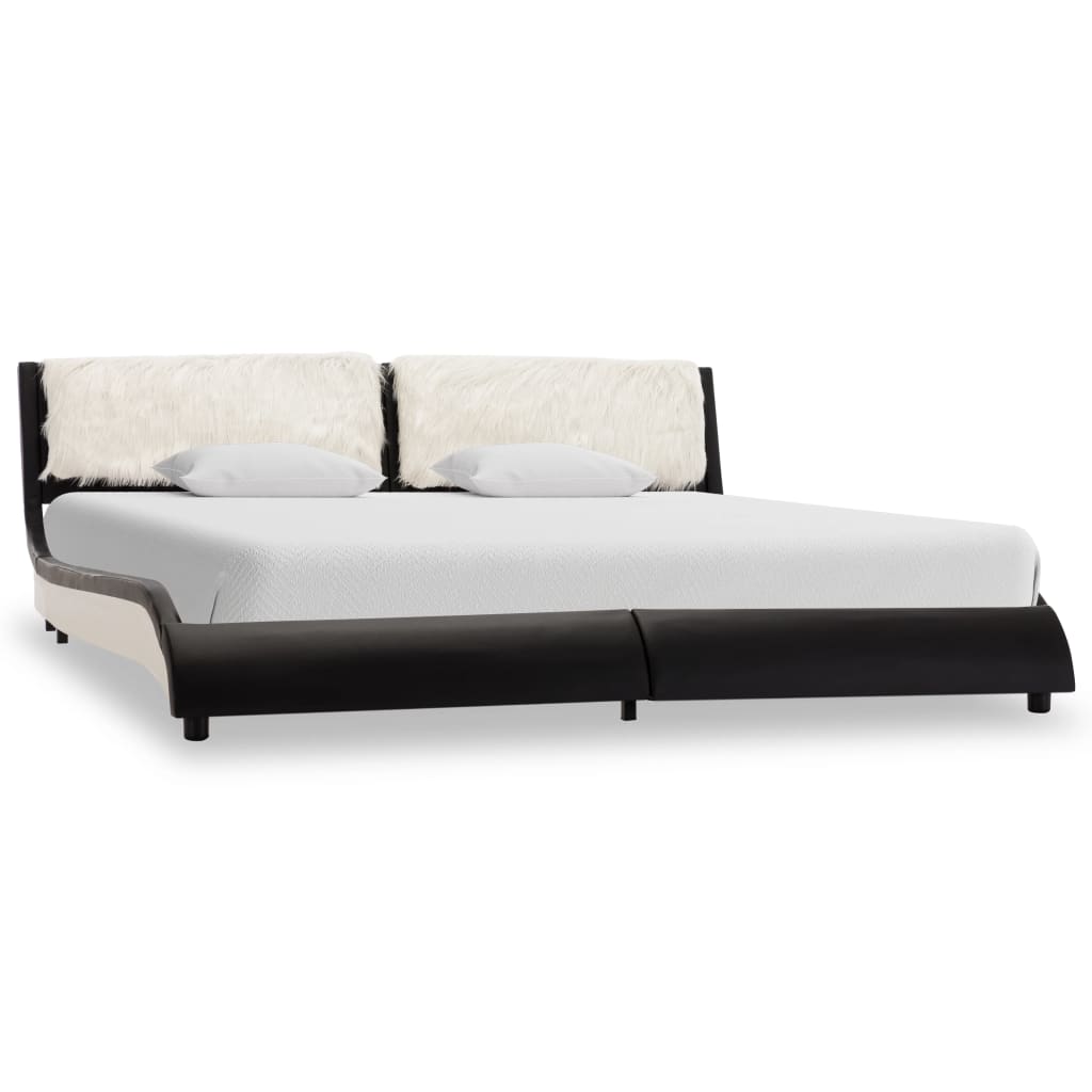 vidaXL Cadru de pat, negru și alb, 180 x 200 cm, piele ecologică