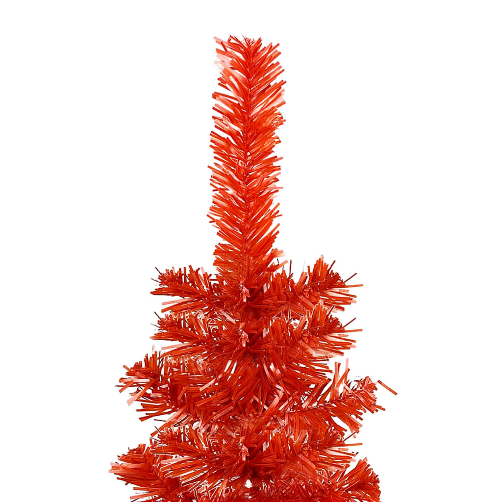 vidaXL Brad de Crăciun pre-iluminat slim, roșu, 150 cm