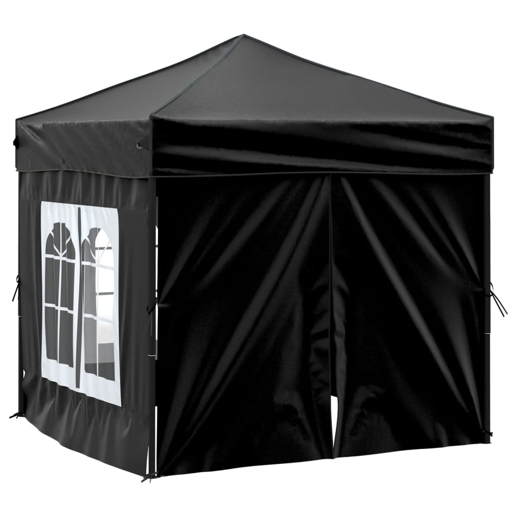 vidaXL Cort pliabil pentru petrecere, pereți laterali, negru, 2x2 m