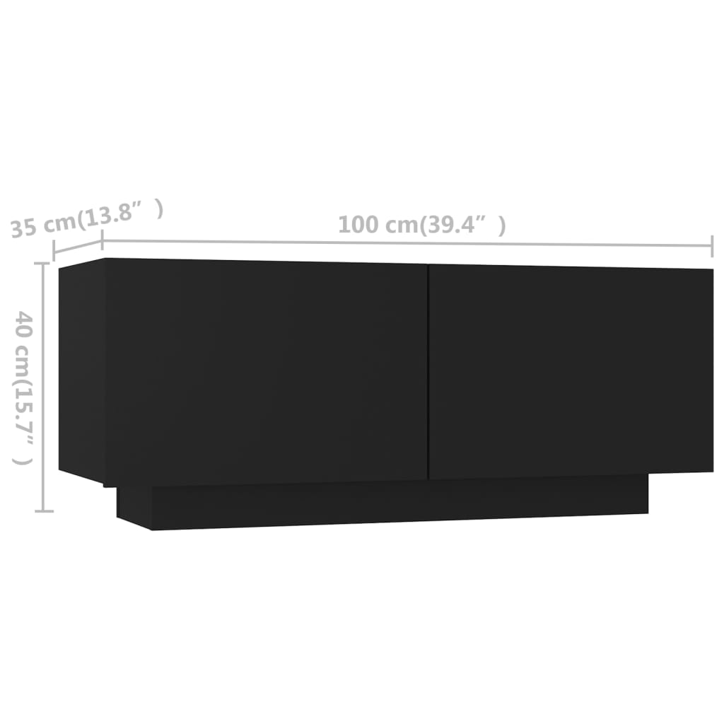vidaXL Comodă TV cu lumini LED, negru, 260x35x40 cm