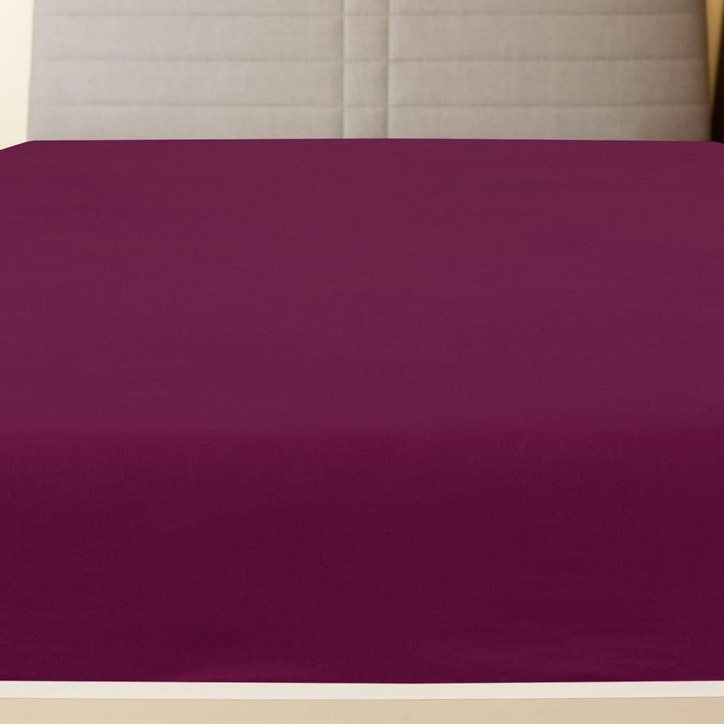 vidaXL Cearșaf de pat cu elastic, bordo, 160x200 cm, bumbac