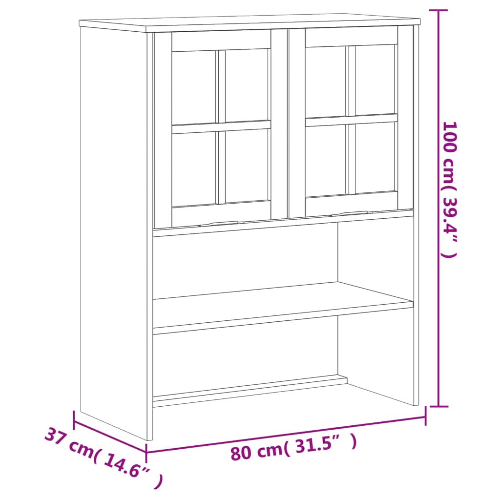 vidaXL Blat pentru dulap înalt cu uși din sticlă „FLAM” lemn masiv pin