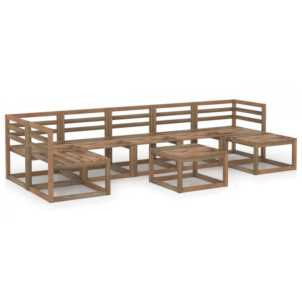 vidaXL Set mobilier de grădină, 8 piese, maro, lemn de pin tratat