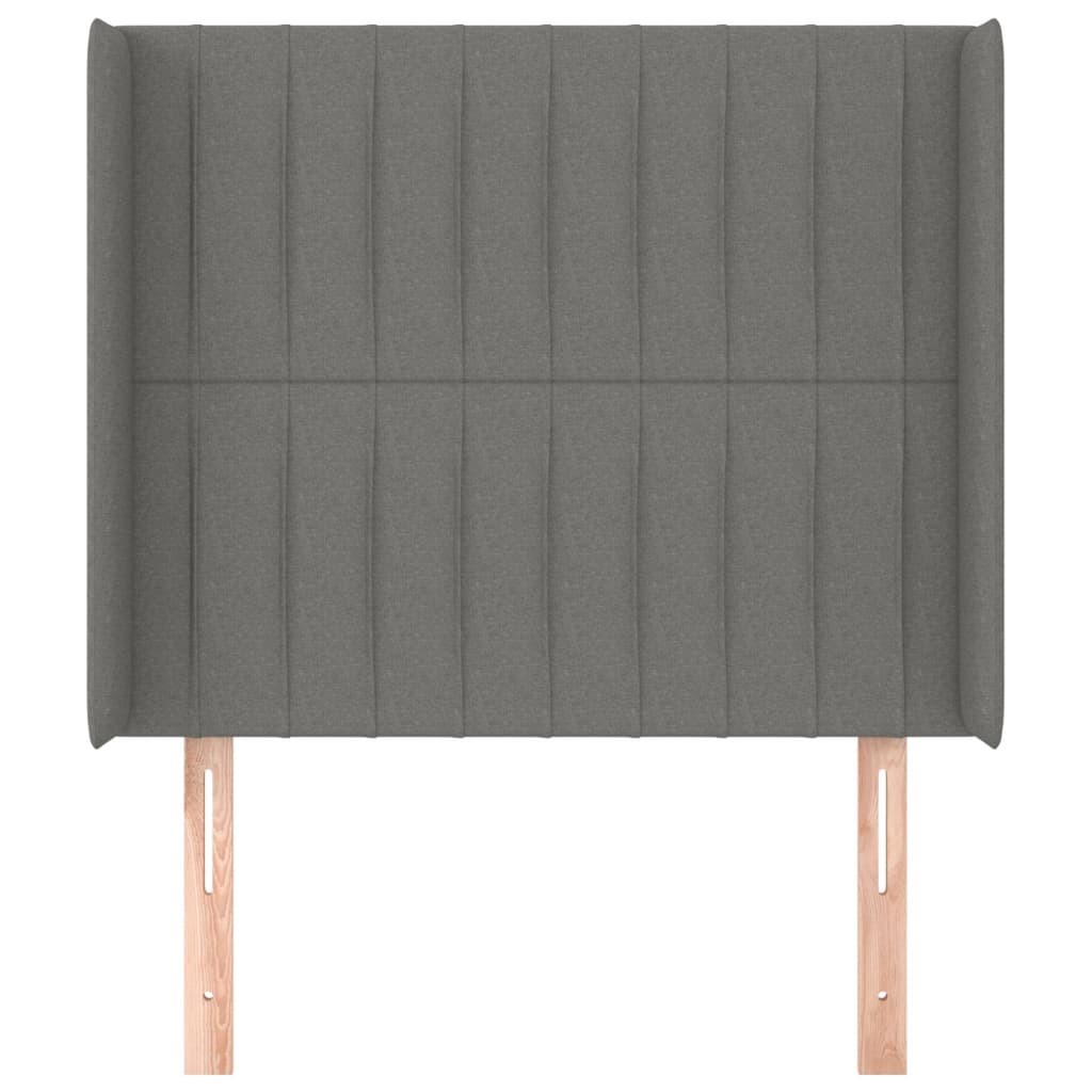 vidaXL Tăblie de pat cu aripioare gri închis 103x16x118/128 cm textil