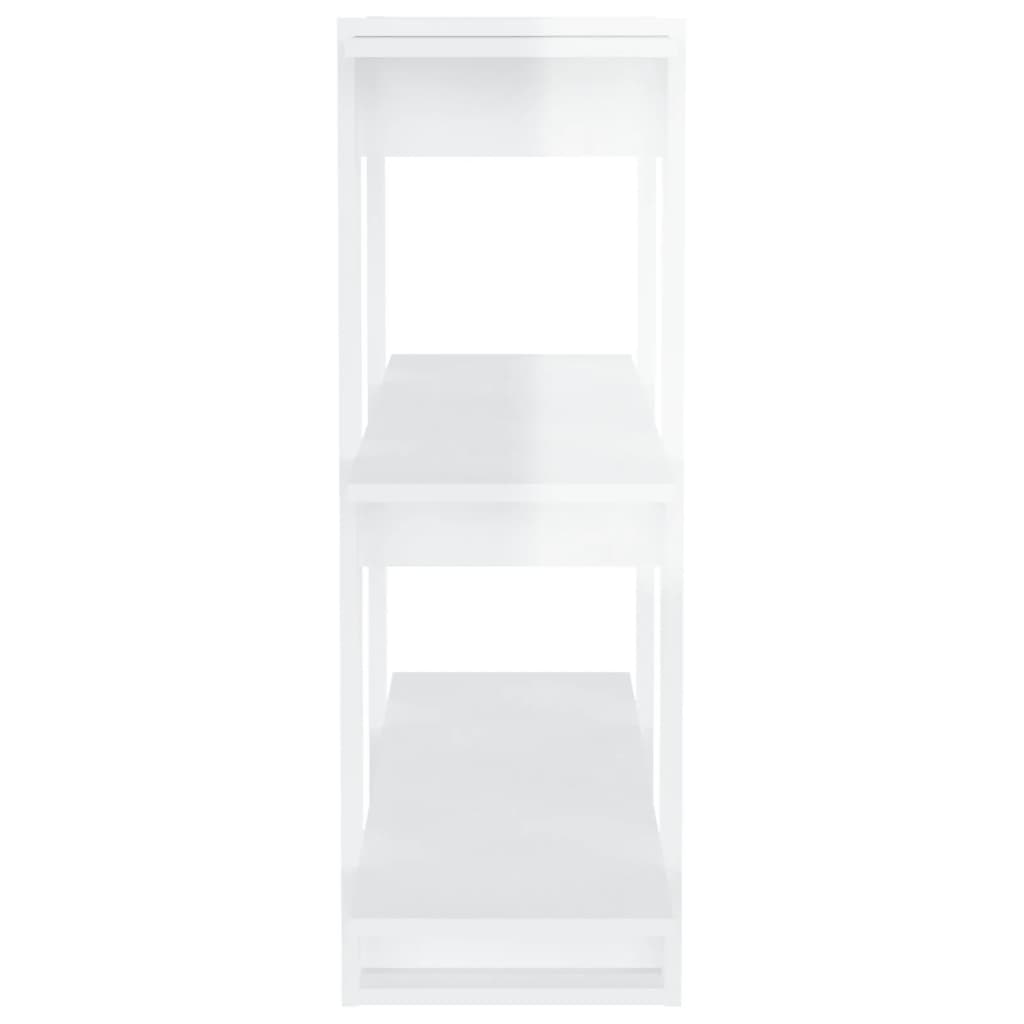 vidaXL Bibliotecă/Separator cameră, alb extralucios, 80x30x87 cm