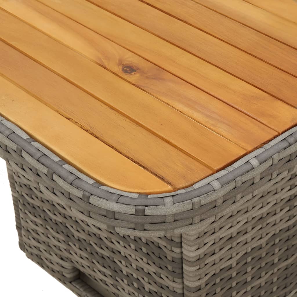 vidaXL Masă de grădină, gri, 80x80x71 cm, poliratan și lemn de acacia