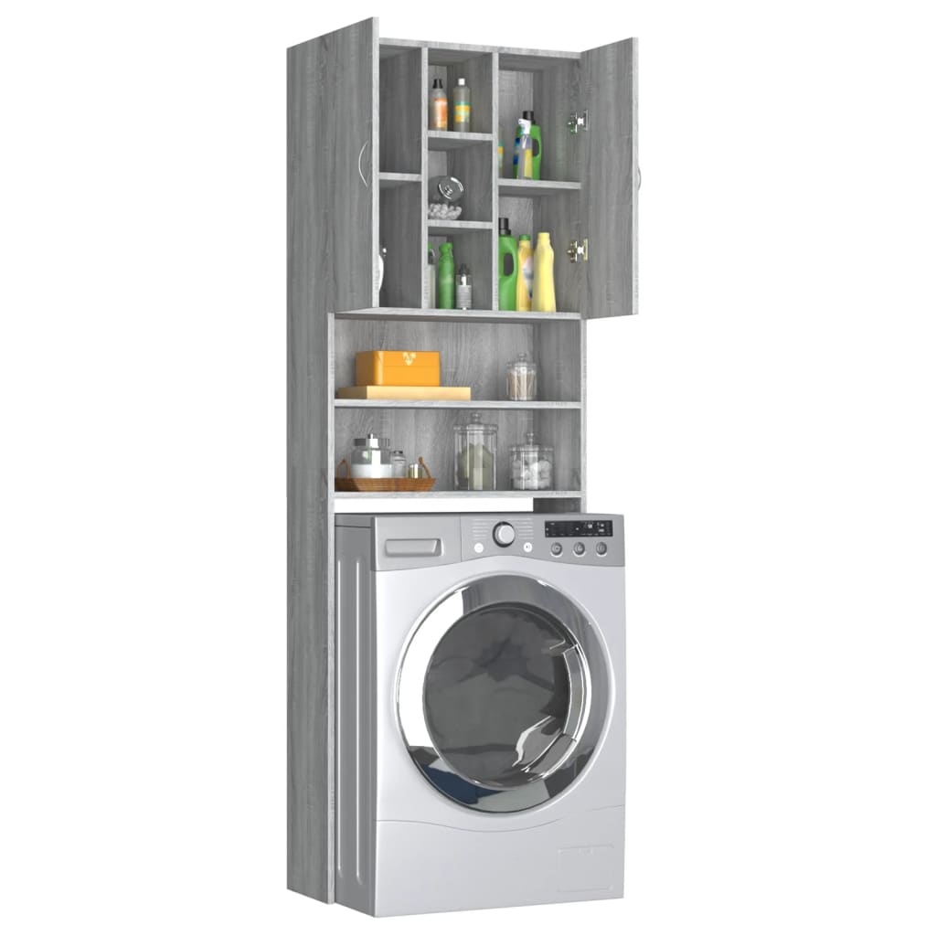 vidaXL Dulap mașină de spălat, gri sonoma, 64x25,5x190 cm