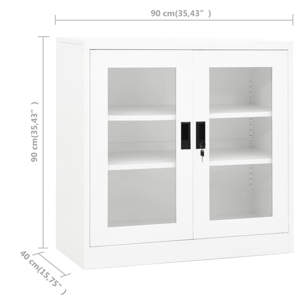 vidaXL Dulap de birou, alb, 90x40x90 cm, oțel