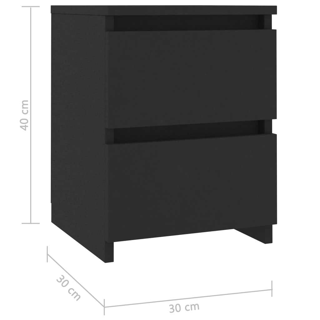 vidaXL Noptiere, 2 buc., negru, 30 x 30 x 40 cm, PAL
