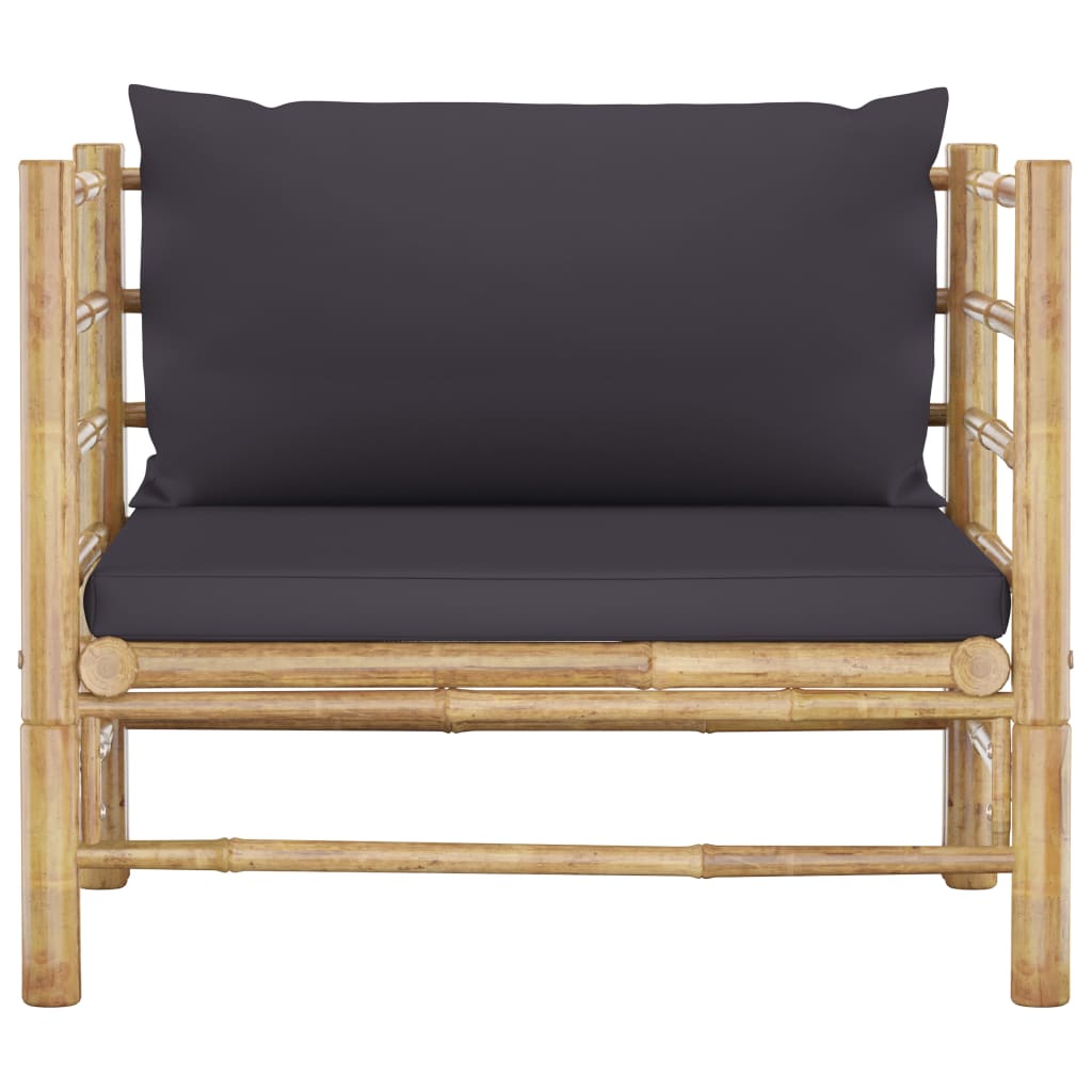 vidaXL Set mobilier de grădină cu perne gri închis, 5 piese, bambus