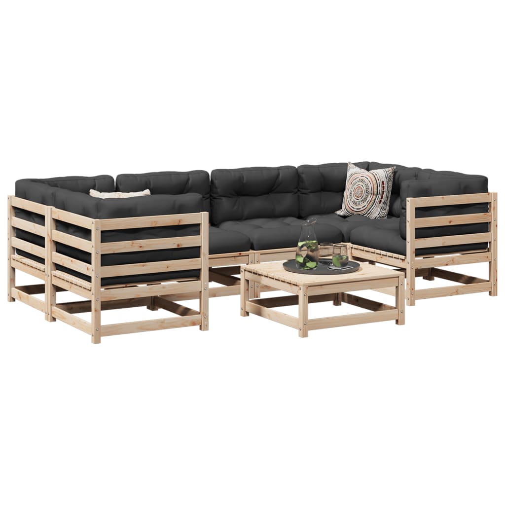 vidaXL Set canapea de grădină, 7 piese, lemn masiv de pin