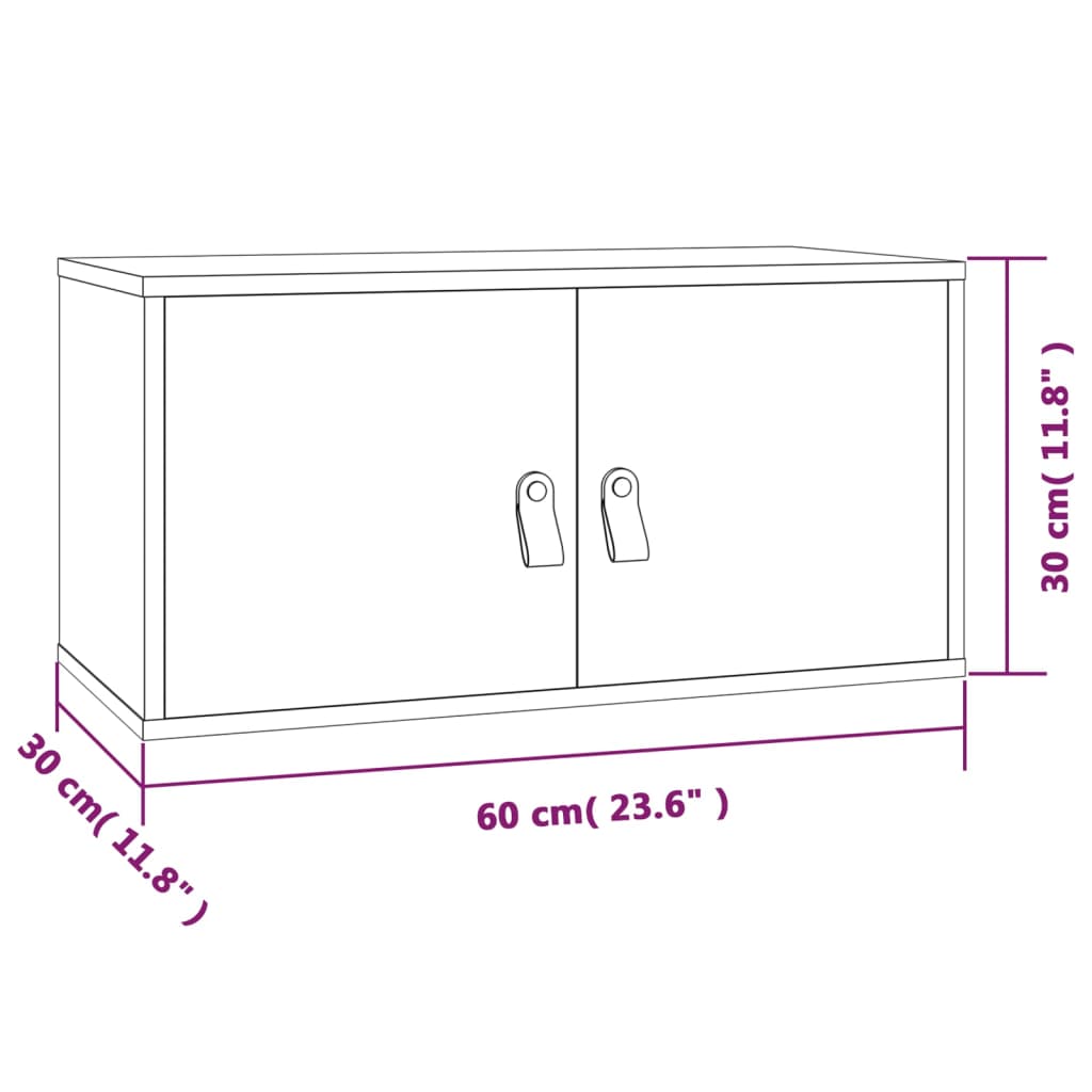 vidaXL Dulapuri de perete 2 buc. alb, 60x30x30 cm, lemn masiv de pin