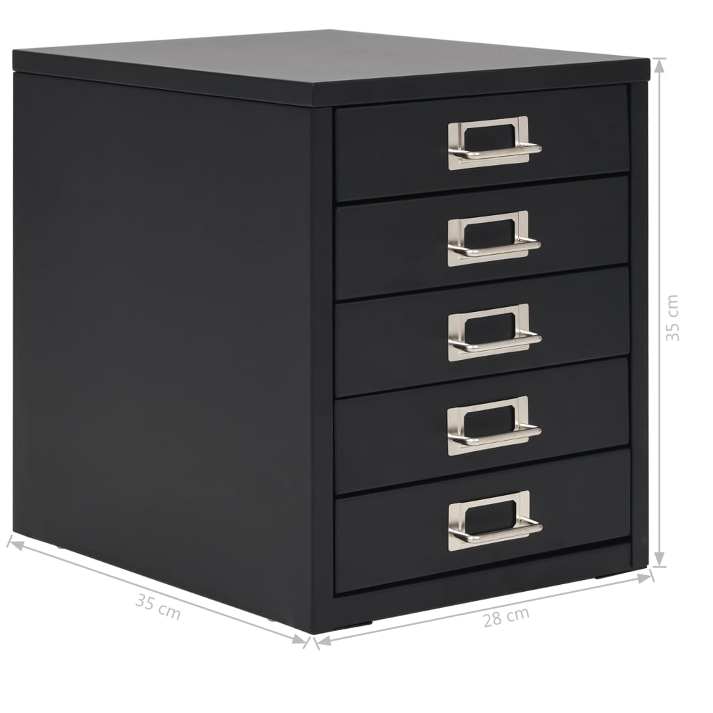 vidaXL Fișet cu 5 sertare, metal, 28 x 35 x 35 cm, negru