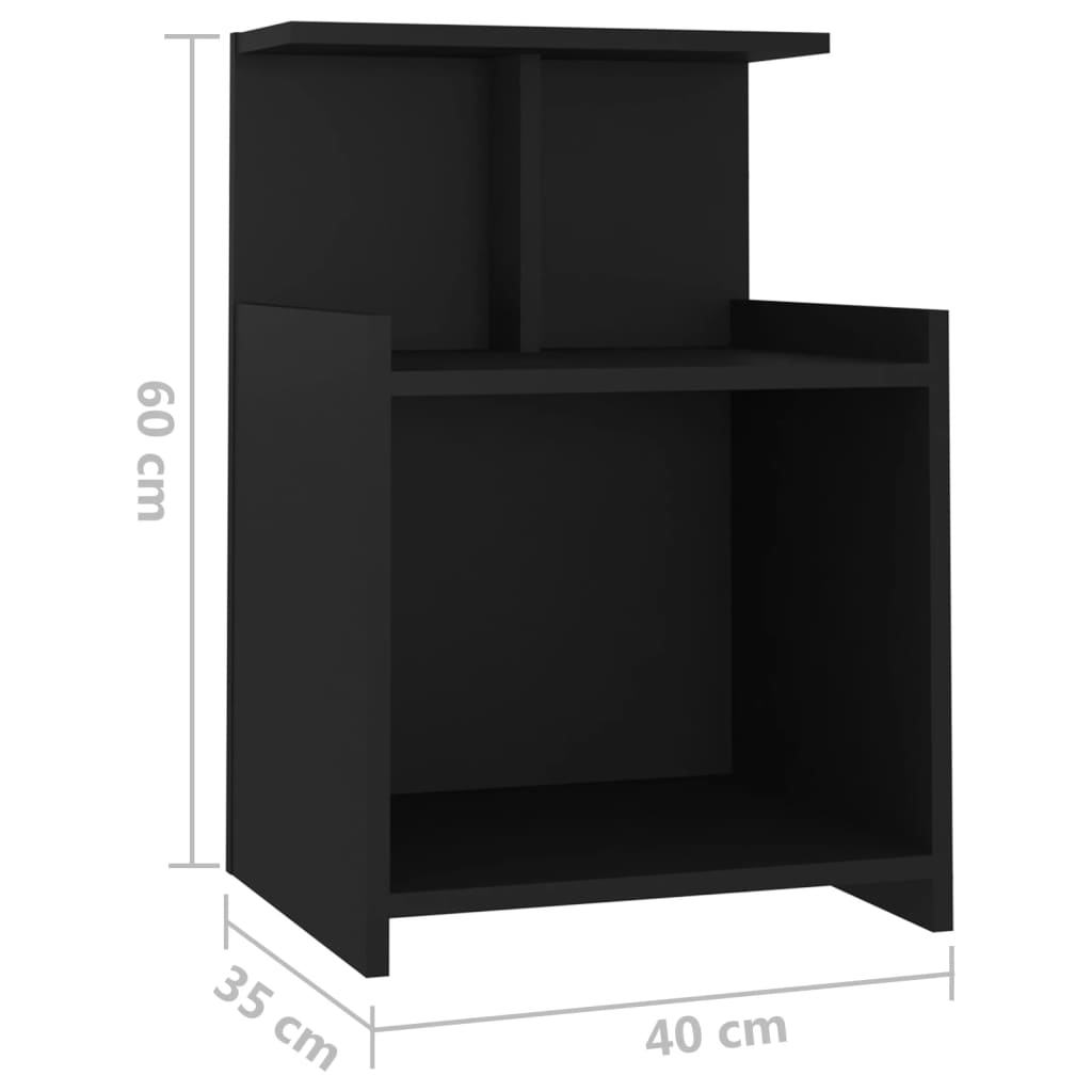 vidaXL Noptieră, negru, 40x35x60 cm, PAL