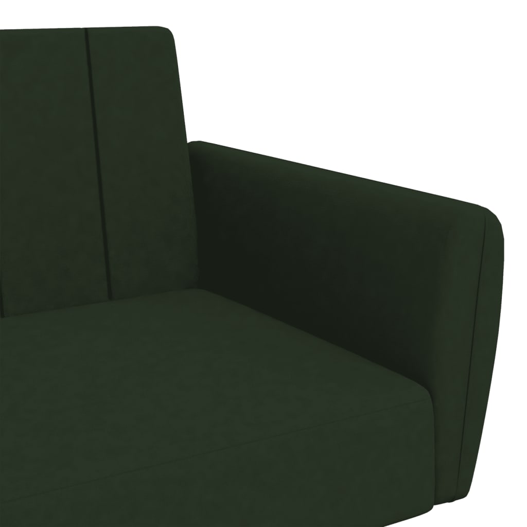 vidaXL Canapea extensibilă cu 2 locuri, verde închis, catifea