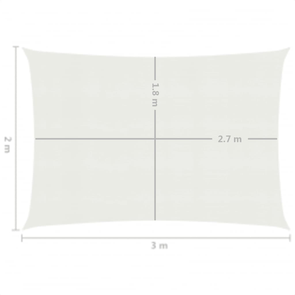 vidaXL Pânză parasolar, alb, 2 x 3 m, HDPE, 160 g/m²