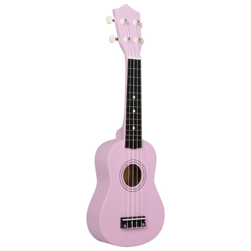 vidaXL Set ukulele soprano, cu husă, pentru copii, roz, 21"