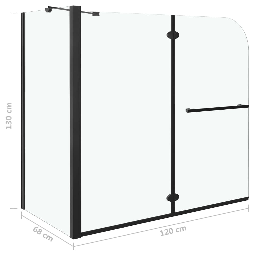 vidaXL Cabină de duș dublu-pliabilă, negru, 120x68x130 cm, ESG