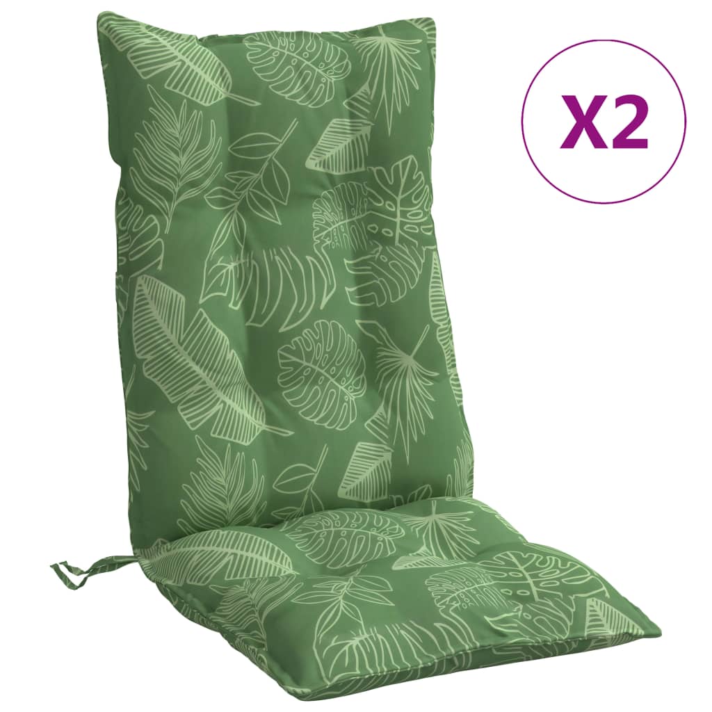 vidaXL Perne de scaun spătar înalt, 2 buc, model frunze, textil Oxford