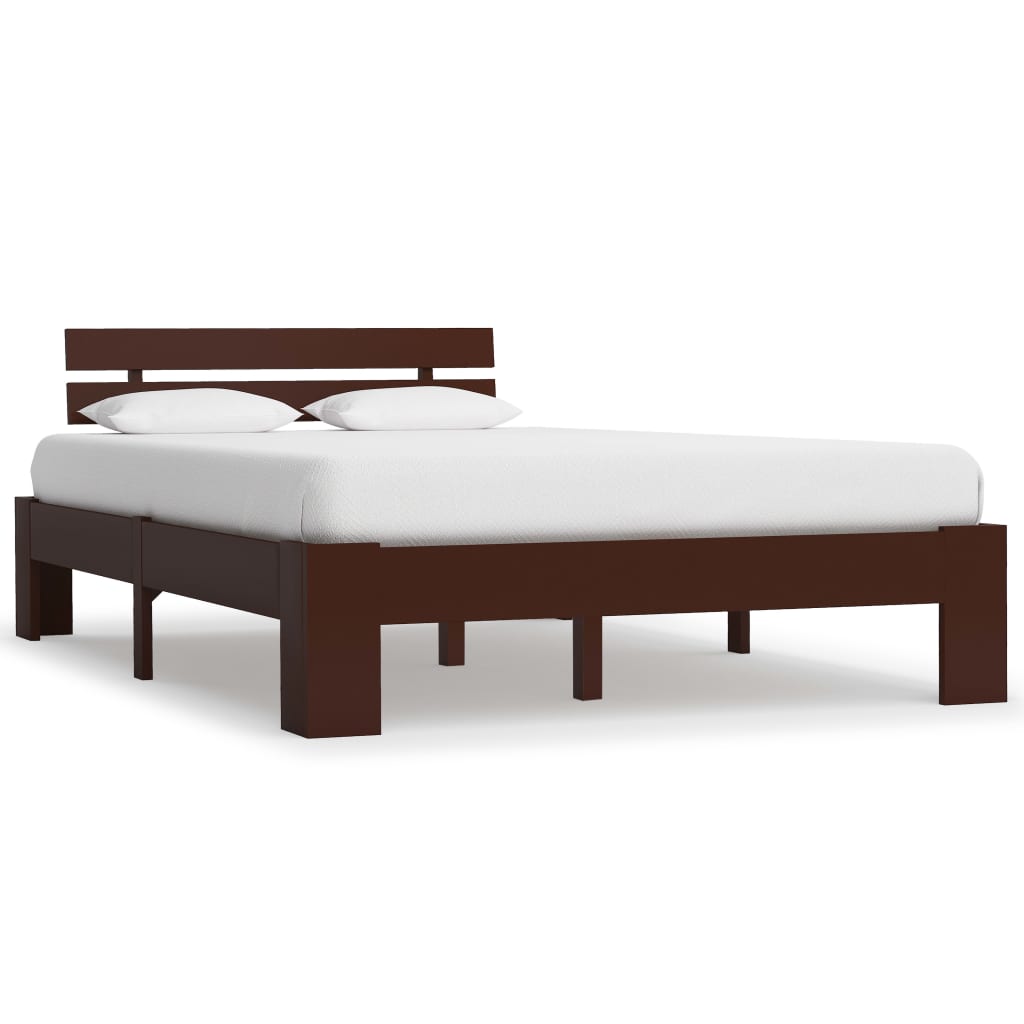 vidaXL Cadru de pat, maro închis, 140 x 200 cm, lemn masiv de pin