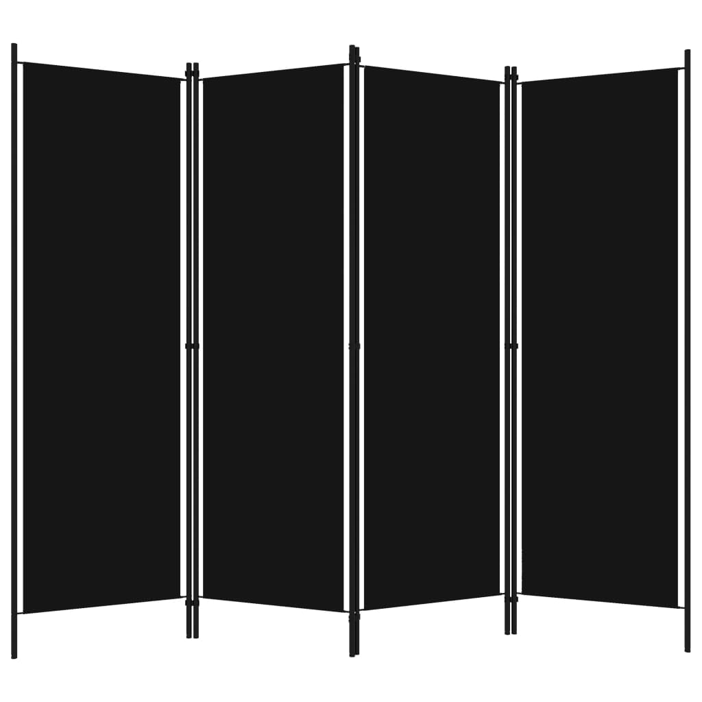 vidaXL Paravan de cameră cu 4 panouri, negru, 200 x 180 cm