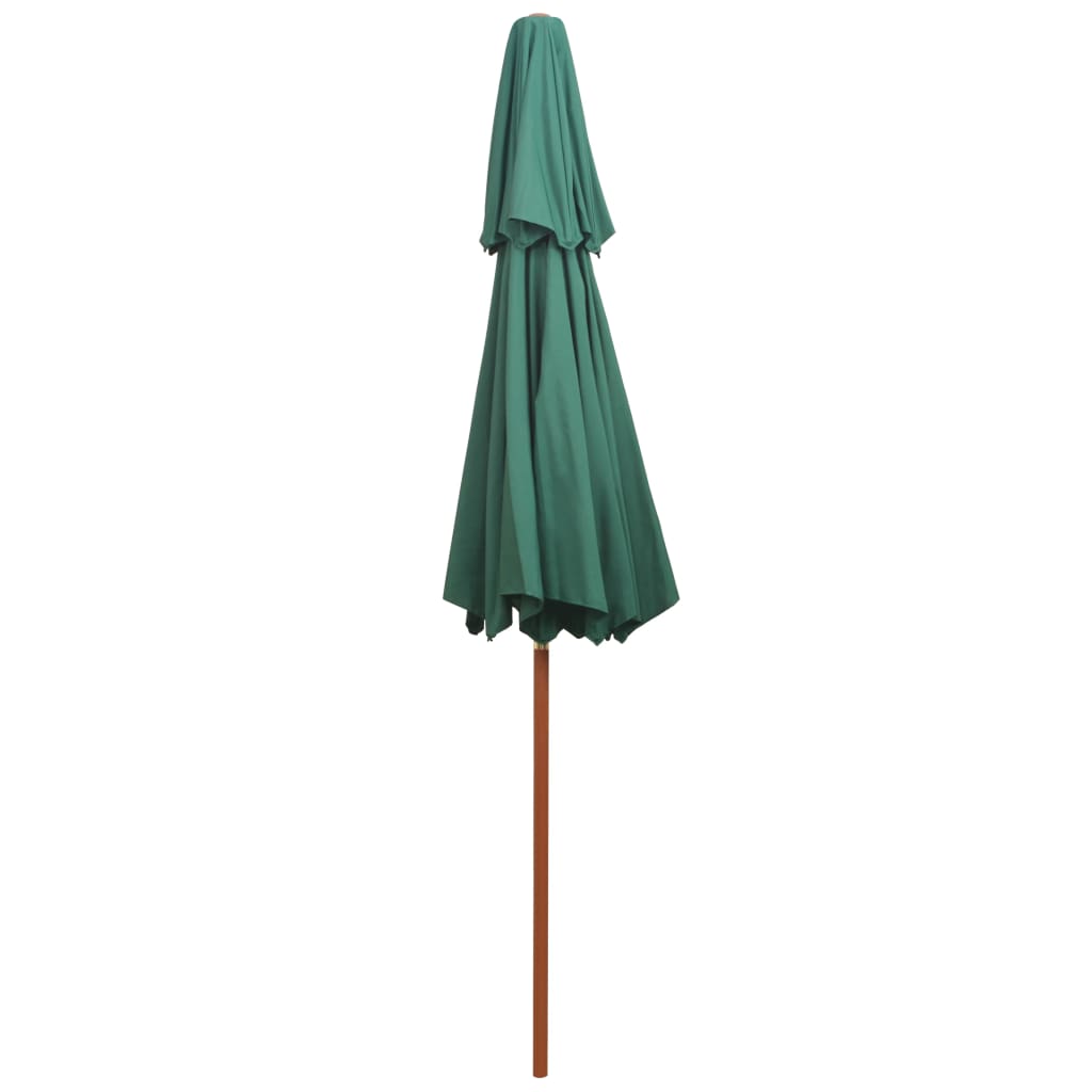 vidaXL Umbrelă de soare dublă, 270x270 cm, stâlp de lemn, verde