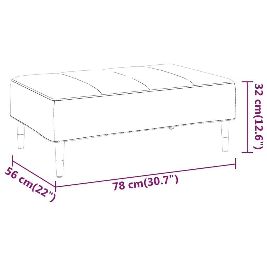 vidaXL Canapea extensibilă cu 2 locuri,taburet&2 perne,catifea,crem