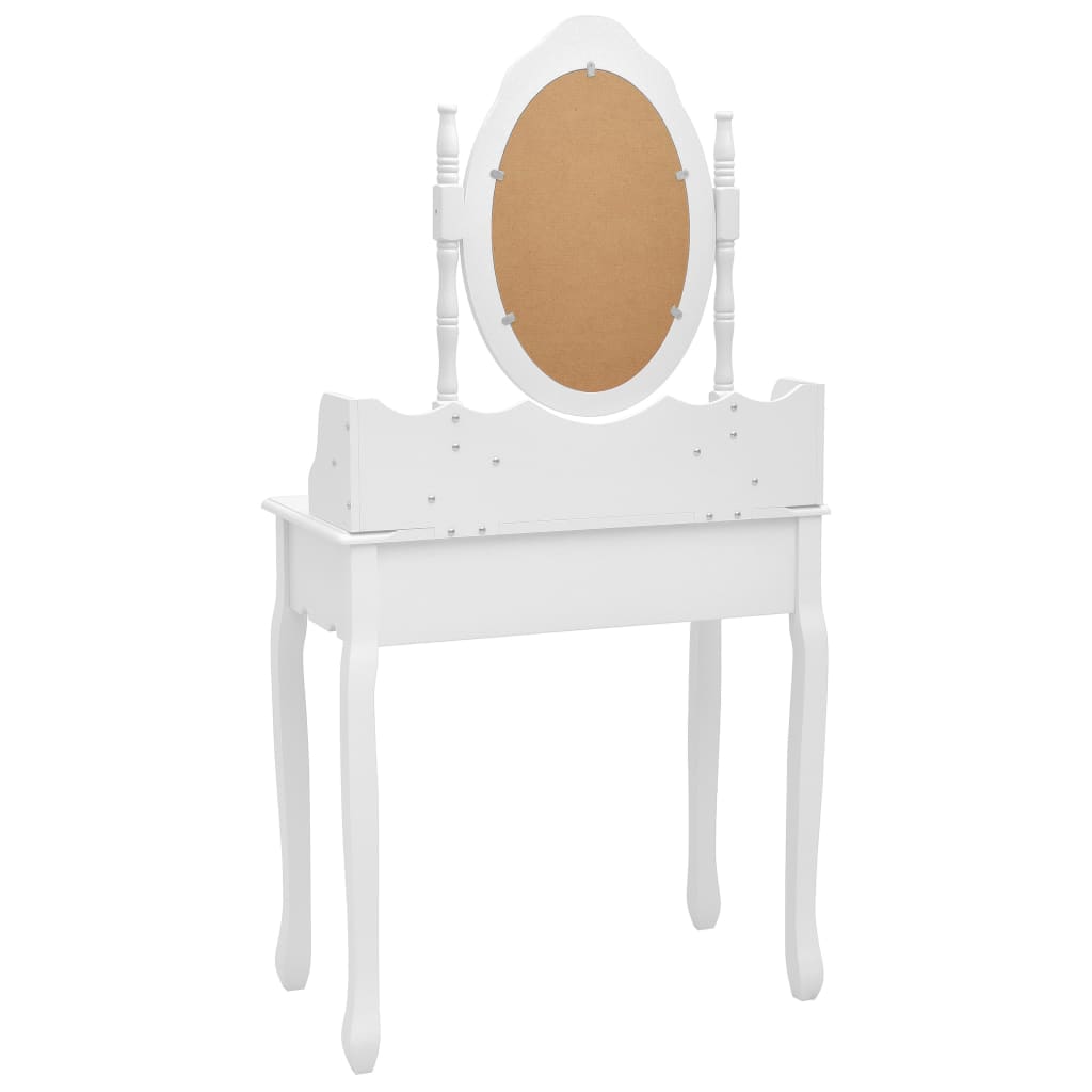 vidaXL Set masă de toaletă cu taburet alb 75x69x140 cm lemn paulownia
