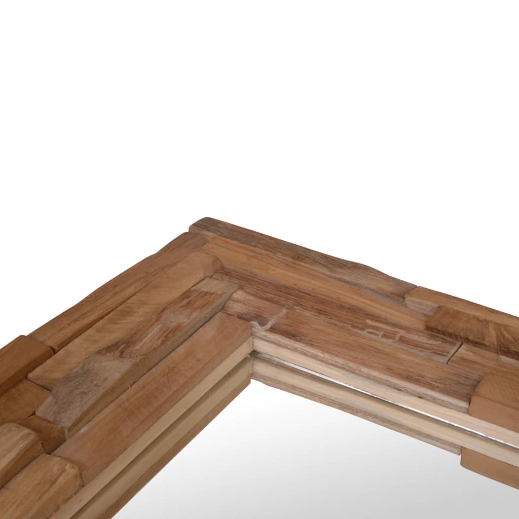 vidaXL Oglindă decorativă din lemn de tec, 90 x 60 cm, dreptunghiular