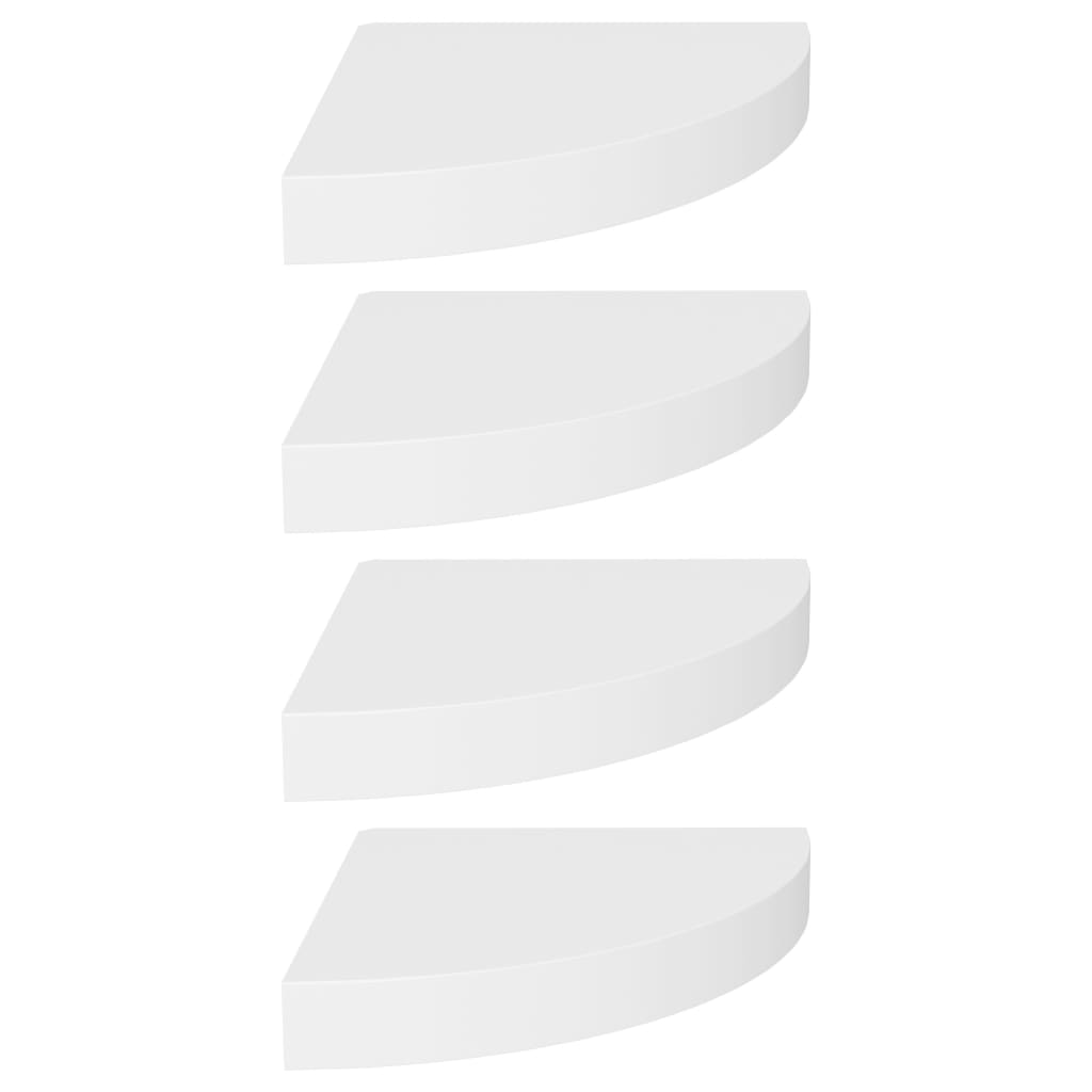 vidaXL Rafturi colțar de perete, 4 buc., alb, 25 x 25 x 3,8 cm, MDF
