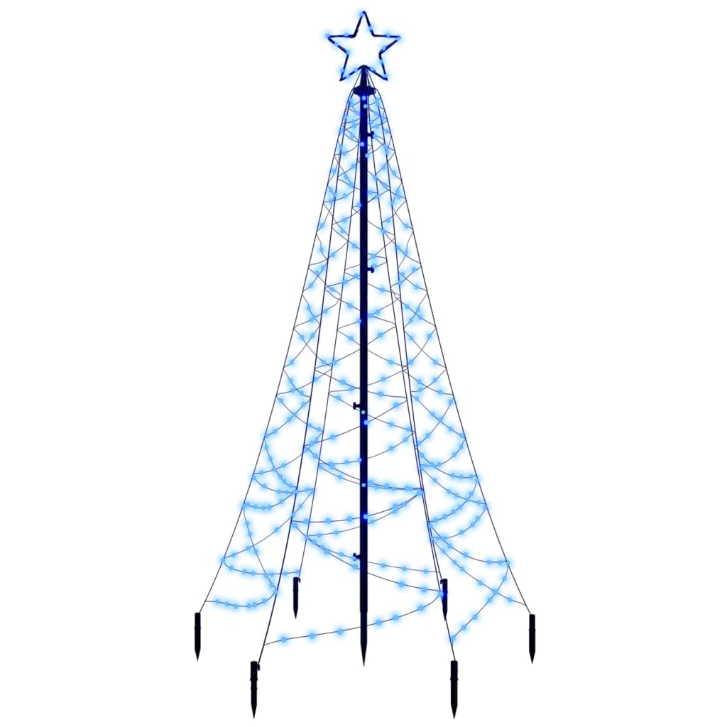vidaXL Brad de Crăciun cu țăruș, 200 LED-uri, albastru, 180 cm