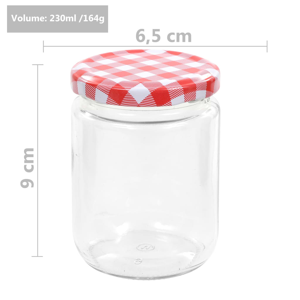 vidaXL Borcane de sticlă pentru gem capace alb & roșu 96 buc. 230 ml