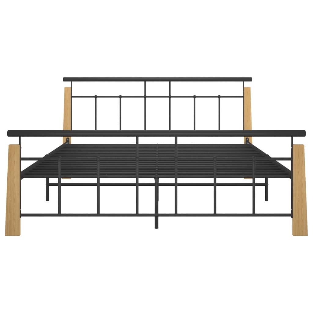 vidaXL Cadru de pat,160x200 cm, metal și lemn masiv de stejar