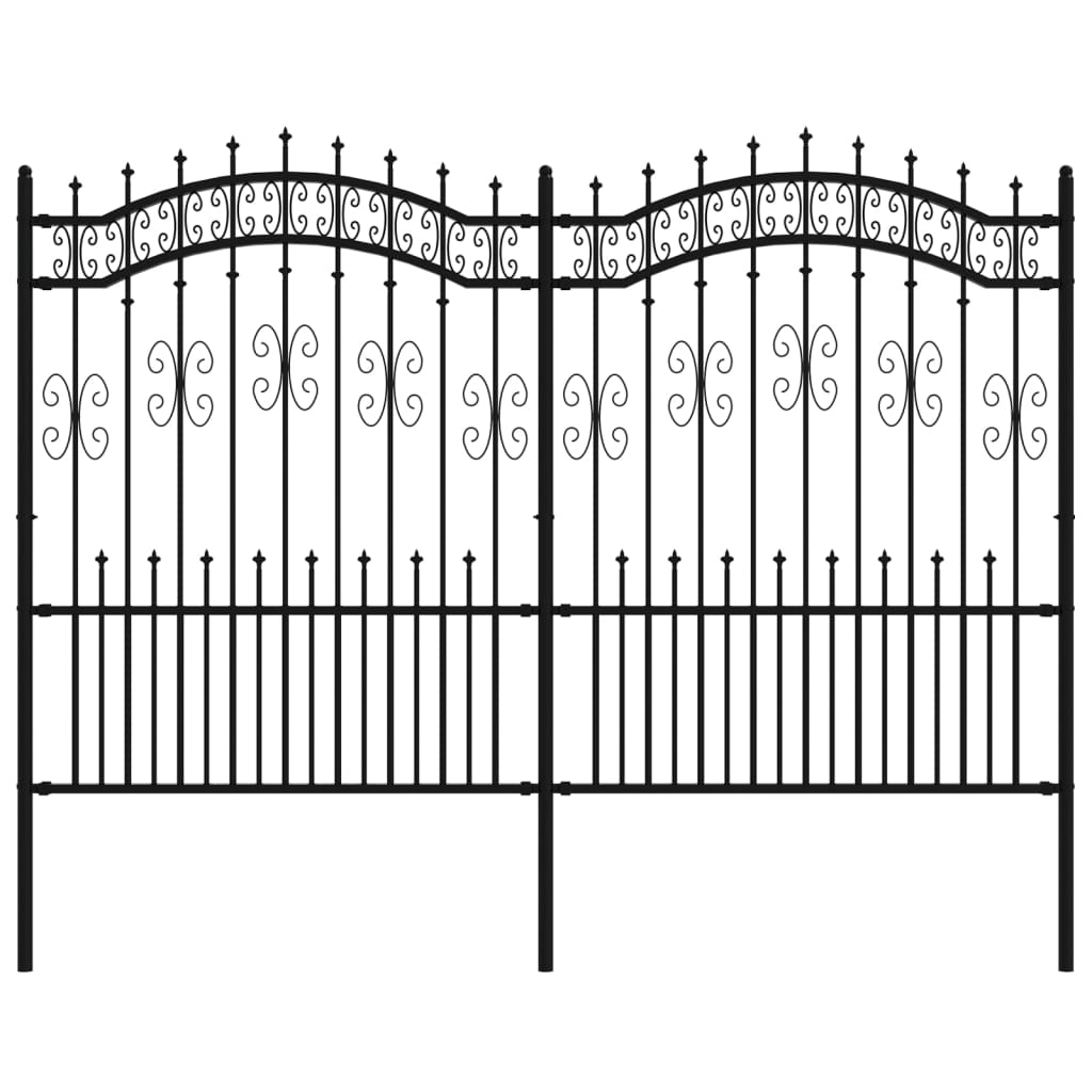 vidaXL Gard grădină cu vârfuri negru 190 cm oțel vopsit electrostatic
