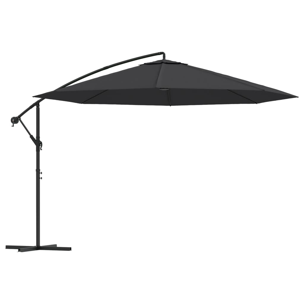vidaXL Umbrelă suspendată cu stâlp din aluminiu, negru, 350 cm