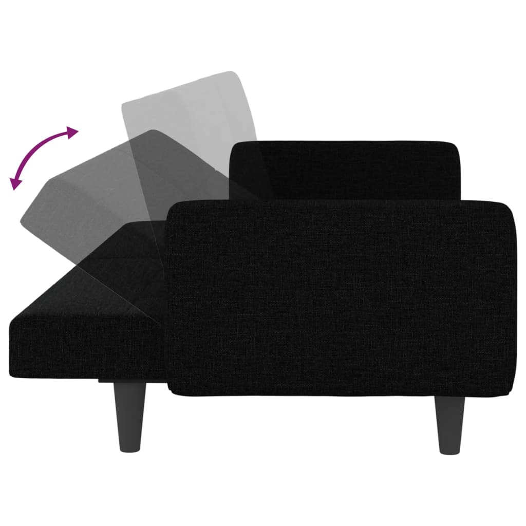 vidaXL Canapea extensibilă cu perne, negru, material textil
