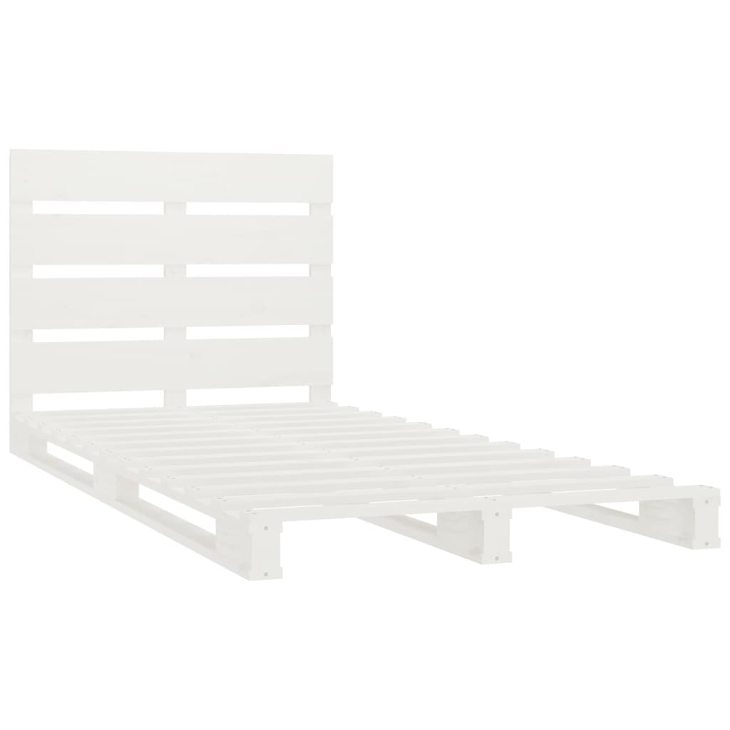 vidaXL Cadru de pat, alb, 100x200 cm, lemn masiv de pin